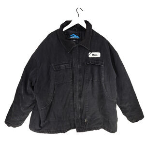 Vtg Tri Mountain Jacket Mens 3XL Black Canvas Quilted Carhartt Like Workwear Y2K